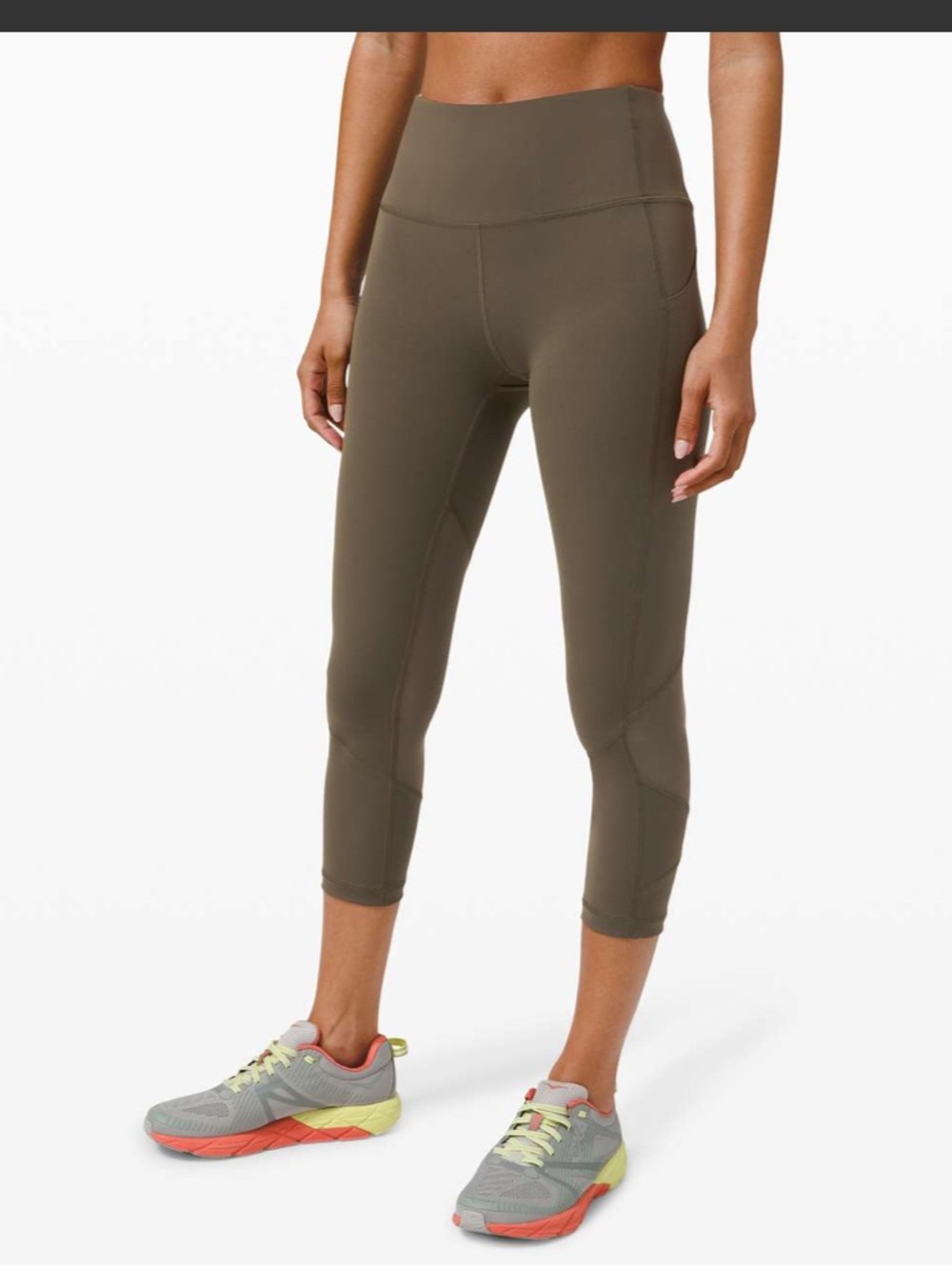 Lululemon olive green Pace Rival High-Rise Crop 22"